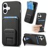 Per iPhone 16 Custodia per telefono pieghevole con supporto in fibra di carbonio (nero)