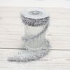 2,8 m/Rotolo di nastro a strisce glitterate natalizie, fiocco fai da te, nastro decorativo per confezioni regalo (argento)