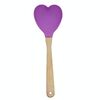 Cucchiaio da cucina in silicone antiaderente a forma di cuore con manico in legno resistente alle alte temperature (viola)