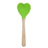 Cucchiaio da cucina in silicone antiaderente a forma di cuore con manico in legno resistente alle alte temperature (verde)