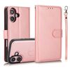 Per iPhone 16 Custodia in pelle con retro magnetico staccabile 2 in 1 con texture di vitello (oro rosa)