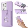 Per Samsung Galaxy S21 Ultra 5G Litchi Texture Disegno Carta Borsa Anello Supporto Custodia per Telefono (Viola)