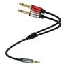 Cavo audio adattatore splitter Y mono TS da 3,5 mm TRS stereo placcato oro da 0,3 m a doppio 6,35 mm (nero)