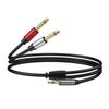 Cavo audio adattatore splitter Y mono TS da 3,5 mm TRS stereo placcato oro da 1 m a doppio 6,35 mm (nero)
