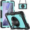 Per Samsung Galaxy Tab A7 Lite T220 Custodia per tablet PC ibrida in silicone con tracolla (azzurro + nero)