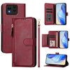Per Asus Zenfone 11 Ultra Multi-Card Slots Zipper Wallet Custodia in Pelle per Telefono (Rosso Scuro)