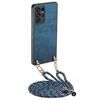 Per Samsung Galaxy S21 Ultra 5G Custodia per telefono con retro in pelle vintage per PC con tracolla (blu)