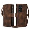 Per Samsung Galaxy S21 Ultra 5G Dream 9-Card Zipper Wallet RFID Custodia in pelle per telefono con cordino (marrone)