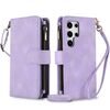 Per Samsung Galaxy S24 Ultra Dream 9-Card Zipper Wallet RFID Custodia in pelle per telefono con cordino (viola)