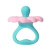 Dentiera per neonati in silicone a forma di fiore, lenitiva e rinforzante, bollibile (blu e rosa)
