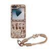For Samsung Galaxy Z Flip5 Illusory Color Weaving Texture Phone Case with Color Strap(Brown)