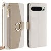 Per Google Pixel 9 Pro XL Custodia per telefono in pelle con texture Litchi Crossbody (bianca)