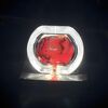 Faro LED da 2,5 pollici per moto, bici elettrica, auto, universale, con lente spot, faretto lontano e vicino, stile: apertura bianca + occhio rosso del diavolo (argento)