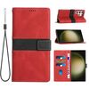Per Samsung Galaxy S23 Ultra 5G Custodia in pelle con cuciture a griglia e cordino (rosso)
