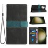 Per Samsung Galaxy S23 Ultra 5G Custodia in pelle con cuciture a griglia e cordino (nero)