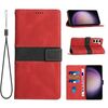 Per Samsung Galaxy S23 5G Custodia in pelle con cuciture a griglia e cordino (rosso)