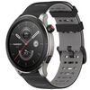 Per Amazfit Watch 22mm Hollow Three Rows Hole Two Color Silicone Watch Band (Nero+Grigio)