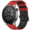 Per Amazfit Watch 22mm Hollow Three Rows Hole Two Color Silicone Watch Band (Rosso+Nero)