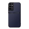 Per Samsung Galaxy S21 Ultra 5G Custodia per telefono antiurto magnetica in pelle Litchi a copertura totale (blu navy)