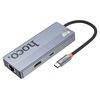 hoco HB51 Wow Convertitore multifunzione 6 in 1 da Tipo-C a HDTV, RJ45, PD, 3xUSB3.0 (grigio scuro)