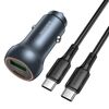 BOROFONE BZ32B Fresh 48W Dual Ports PD30W Set caricabatterie per auto USB Type-C e QC3.0 con cavo Type-C da 1 m (grigio metallizzato)