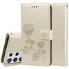 Per Samsung Galaxy S21 Ultra 5G Custodia in pelle orizzontale in rilievo in rilievo con titolare e carta Slot & Portafoglio (oro)