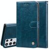 Per Samsung Galaxy S21 Ultra 5G Business Style Oil Wax Texture Custodia in pelle flip orizzontale con titolare e slot per schede e portafoglio (blu)