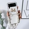 Per Samsung Galaxy Z Flip4 Custodia per telefono in TPU puro colore con bracciale incernierato e perla (bianco)