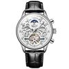 OLEVS 6658 Orologio meccanico da uomo luminoso con cinturino in pelle impermeabile (bianco)