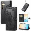 Custodia per telefono in pelle goffrata Mandala Flower per Samsung Galaxy S24 5G (nera)