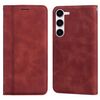 Custodia per telefono in PU con vibrazione orizzontale magnetica satinata per Samsung Galaxy S24 (marrone)