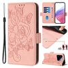 Custodia per telefono antifurto in pelle RFID rosa goffrata per Xiaomi 14 Pro 5G (rosa)