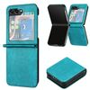 Per Samsung Galaxy Z Flip5 Custodia pieghevole in pelle di vitello tinta unita (verde)