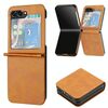 Per Samsung Galaxy Z Flip5 Custodia pieghevole in pelle di vitello tinta unita (marrone chiaro)