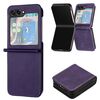 Per Samsung Galaxy Z Flip5 Custodia pieghevole in pelle di vitello tinta unita (viola)