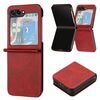 Per Samsung Galaxy Z Flip5 Custodia per cellulare pieghevole in pelle tinta unita con texture di vitello (rossa)