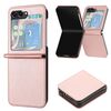 Per Samsung Galaxy Z Flip5 Custodia pieghevole in pelle di vitello tinta unita (oro rosa)