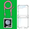 Per Samsung Galaxy Z Flip5 GKK Airbag Hinge Custodia per telefono a copertura totale con tracolla in corda (rosa)