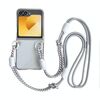 Per Samsung Galaxy Z Flip5 TPU Macaron Hinge Custodia per telefono con tracolla 3 in 1 (argento)