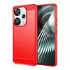 Per Xiaomi Poco F6 Custodia per telefono in TPU con texture spazzolata in fibra di carbonio (rosso)
