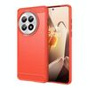 Per OnePlus 13 Custodia per telefono in TPU con texture spazzolata in fibra di carbonio (rosso)