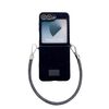 Per Samsung Galaxy Z Flip5 comoda custodia per telefono in peluche corto a copertura totale con cinturino da polso (nero)