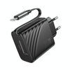 Caricabatterie hoco N57 Full PD20W Type-C / USB-C a doppia porta con cavo retrattile, tipo di spina: spina UE (nero)