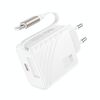 Caricabatterie hoco N57 Full PD20W Type-C / USB-C a doppia porta con cavo retrattile, tipo di spina: spina UE (bianco)
