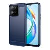 Custodia per telefono in TPU con texture spazzolata in fibra di carbonio per Honor X5b Plus (blu)