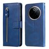 Per OnePlus 13 Custodia per telefono in pelle con cerniera e texture in vitello alla moda (blu)