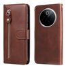 Per OnePlus 13 Custodia per telefono in pelle con cerniera e texture di vitello alla moda (marrone)