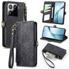 Per Xiaomi 15 Pro Custodia per telefono in pelle con fibbia laterale con cerniera geometrica (nero)