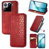 Per Xiaomi 15 Custodia per telefono in pelle magnetica pressata a griglia cubica (rossa)