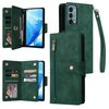 Per OnePlus Nord 200 5G Rivet Buckle 9 carte Custodia in pelle a tre pieghe per telefono (verde)